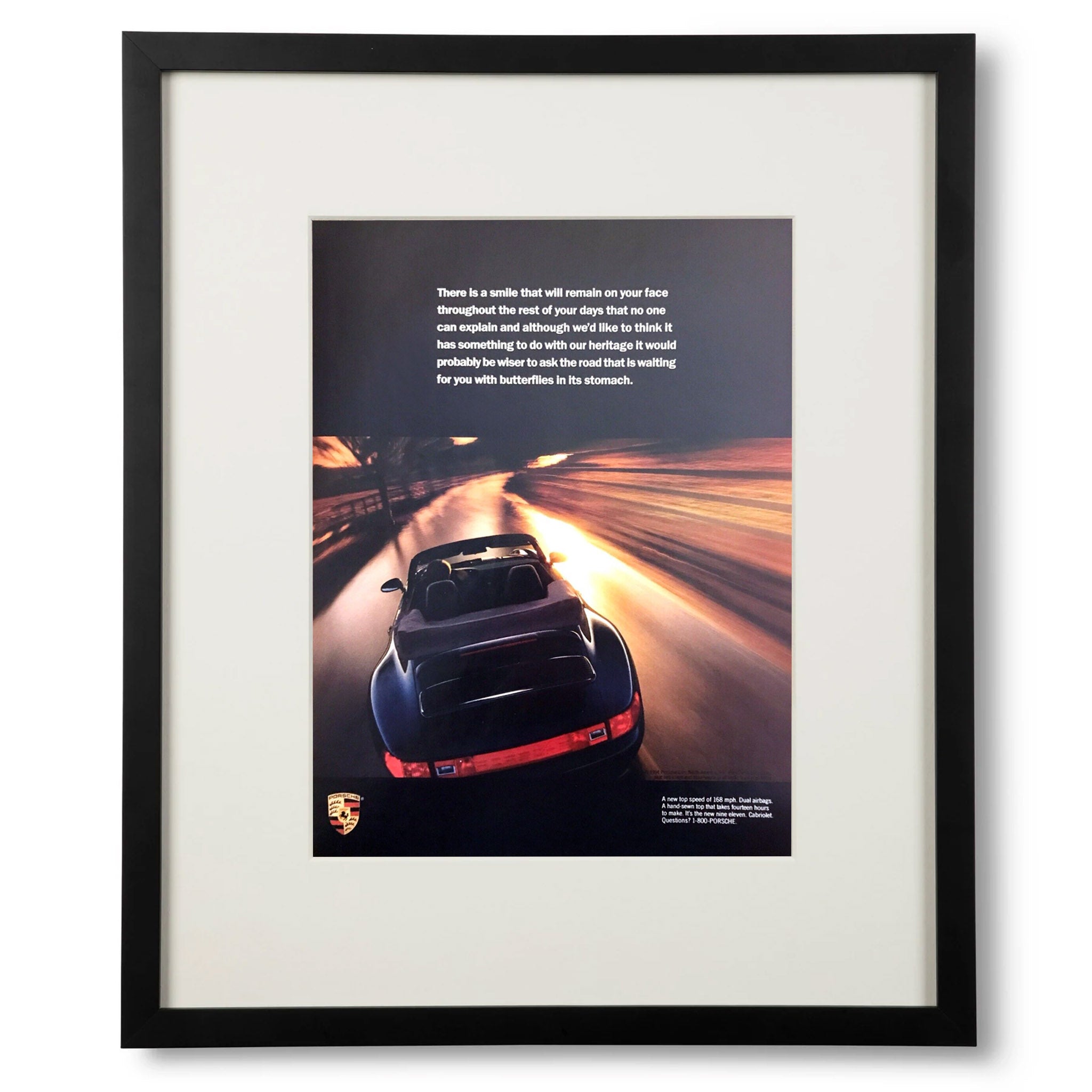 Framed Vintage Porsche 911 Cabriolet Advertisement