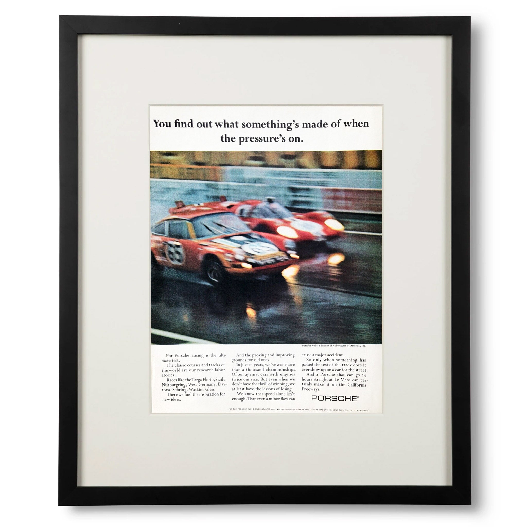 Framed 1970 Porsche Racing Advertisement