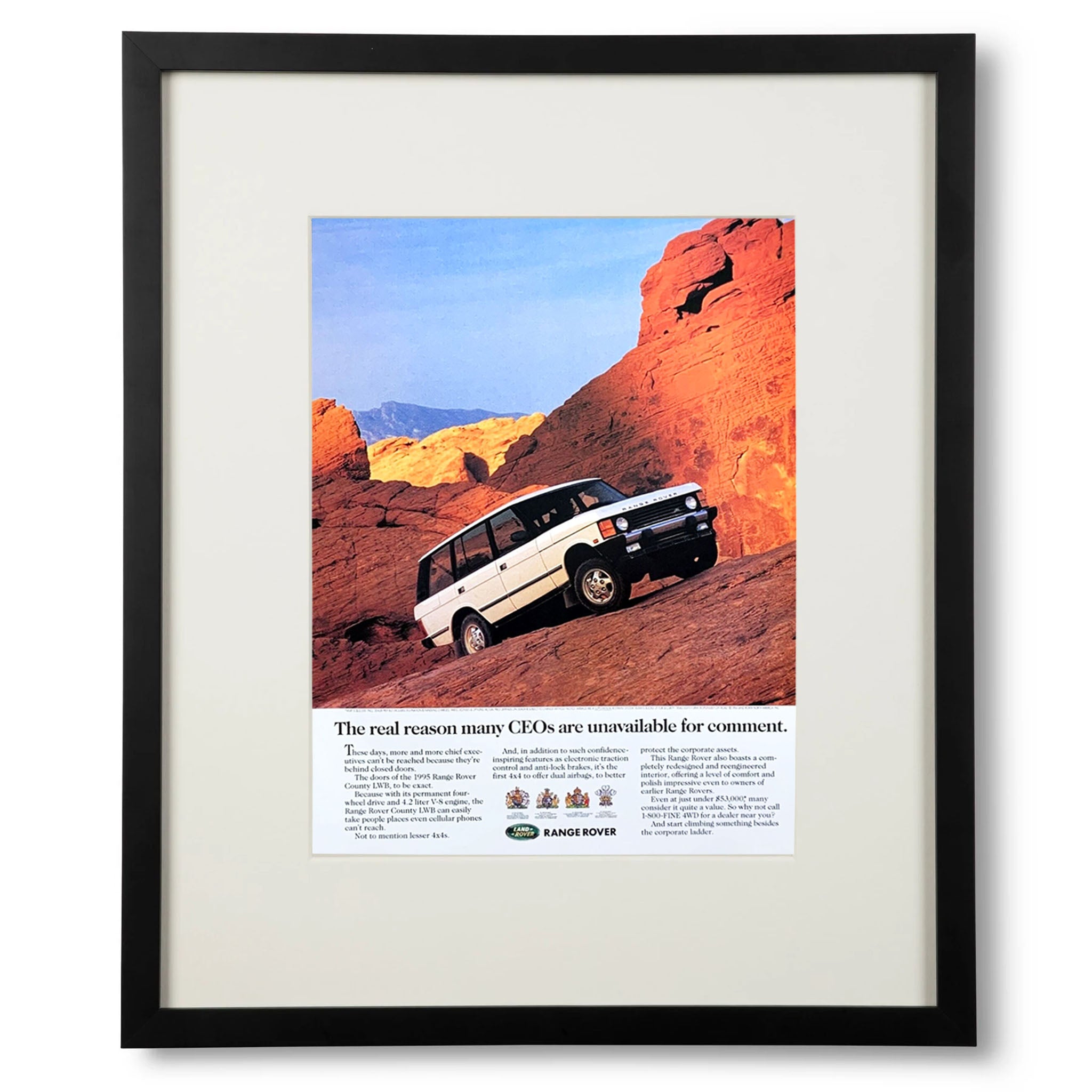 Framed Range Rover Reason CEOs Unavailable Advertisement
