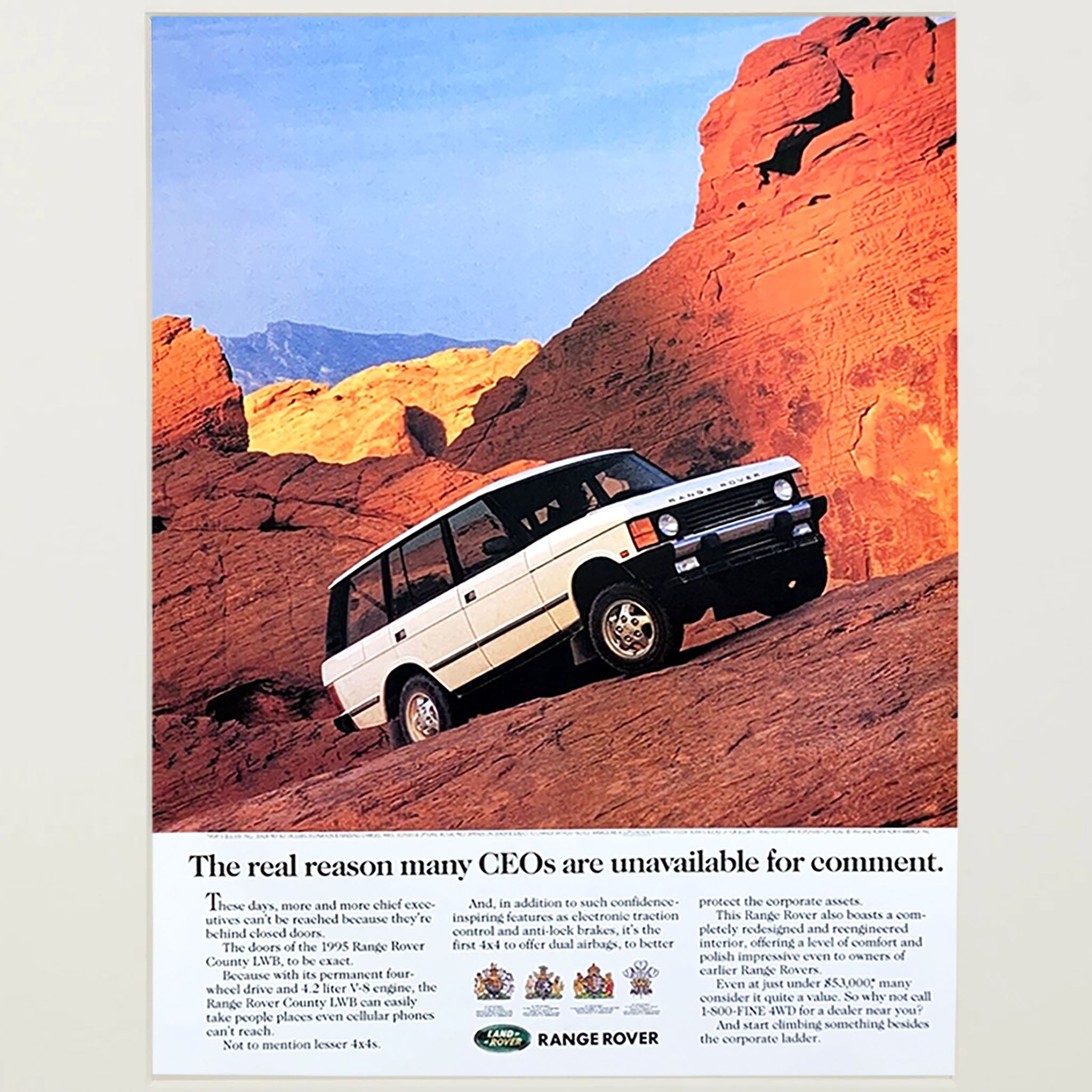 Framed Range Rover Reason CEOs Unavailable Advertisement