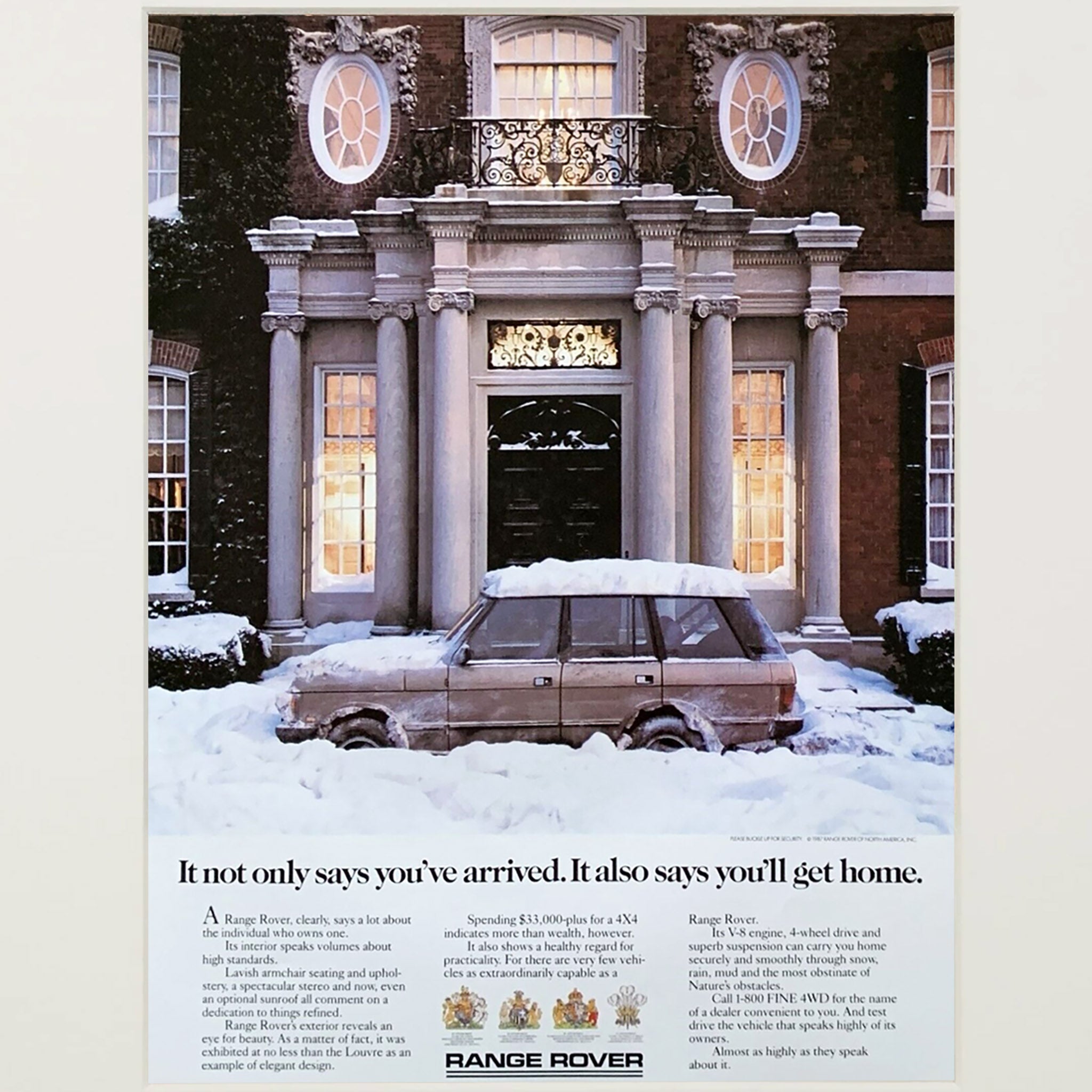Framed Vintage Range Rover You've Arrived Advertisement