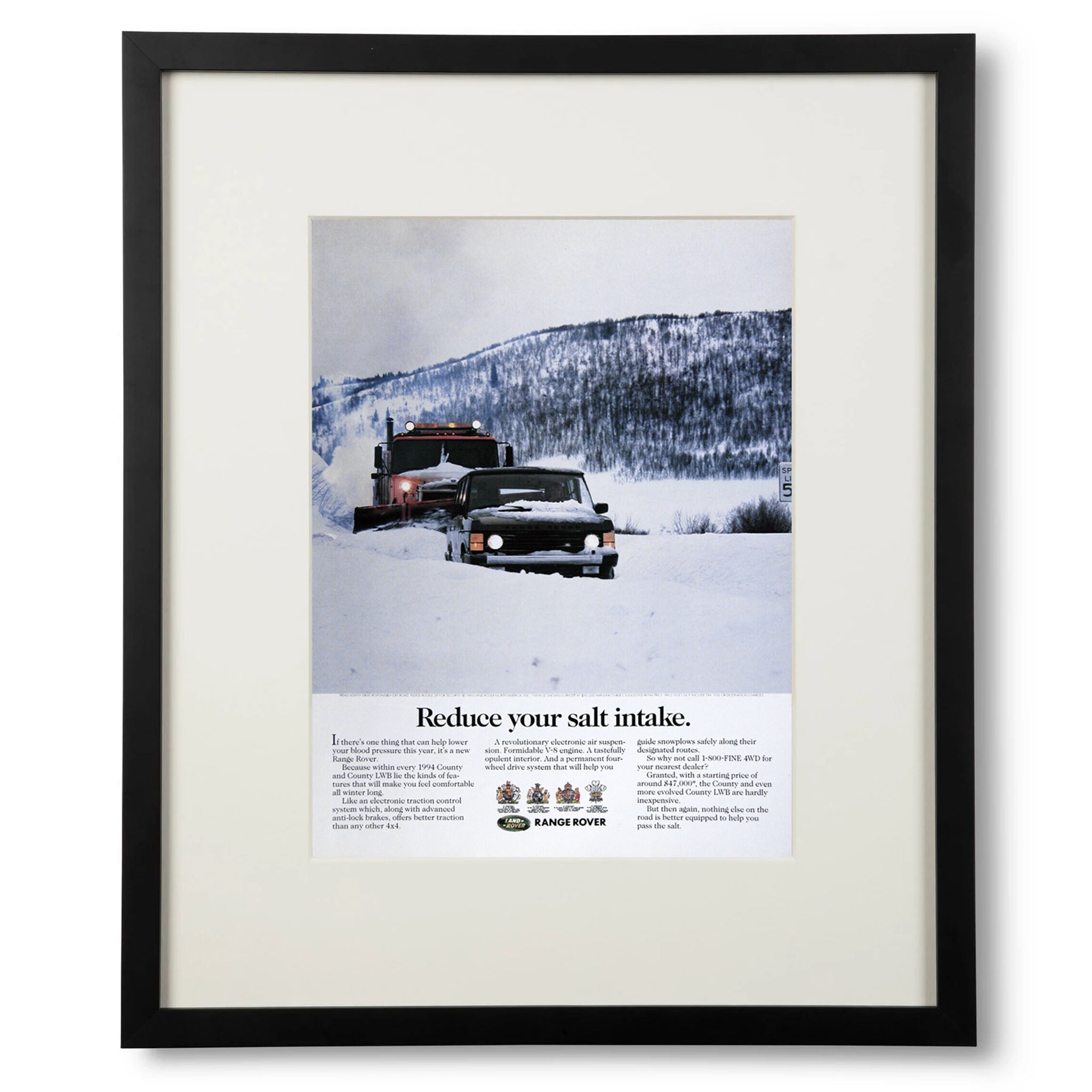 Framed Range Rover Reduce Your Salt Intake Advertisement