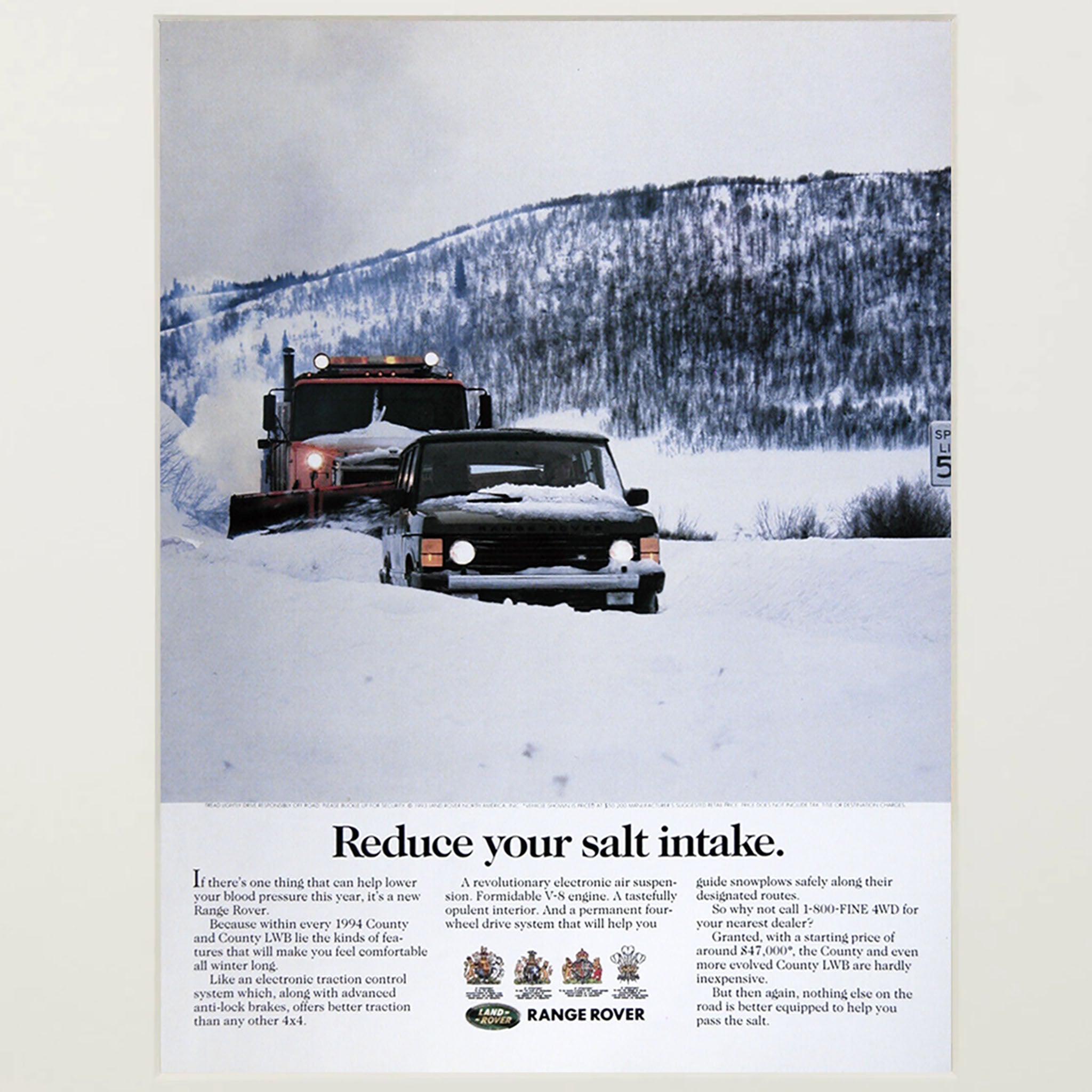 Framed Range Rover Reduce Your Salt Intake Advertisement