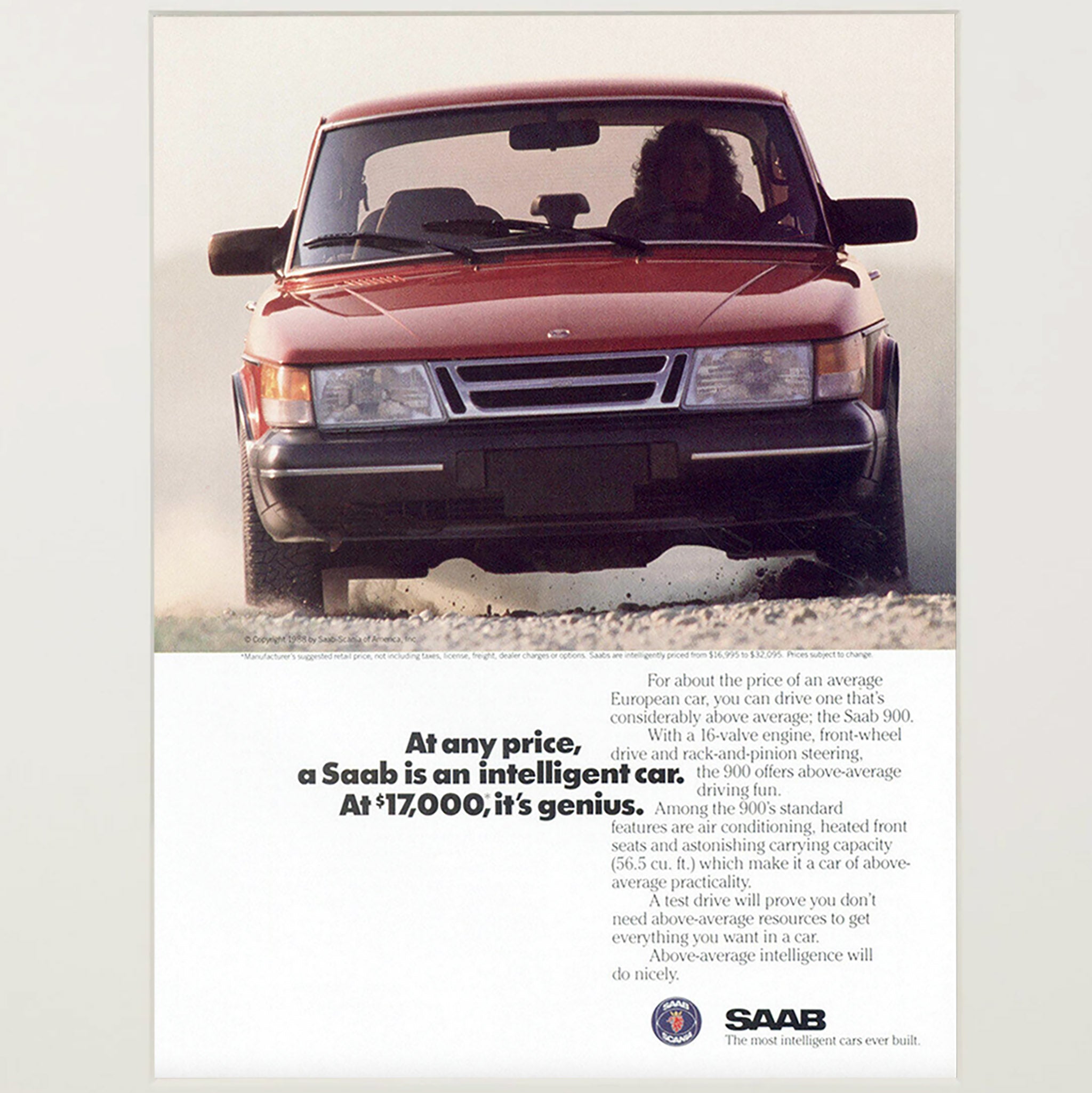 Framed Saab 900 Intelligent Car Advertisement