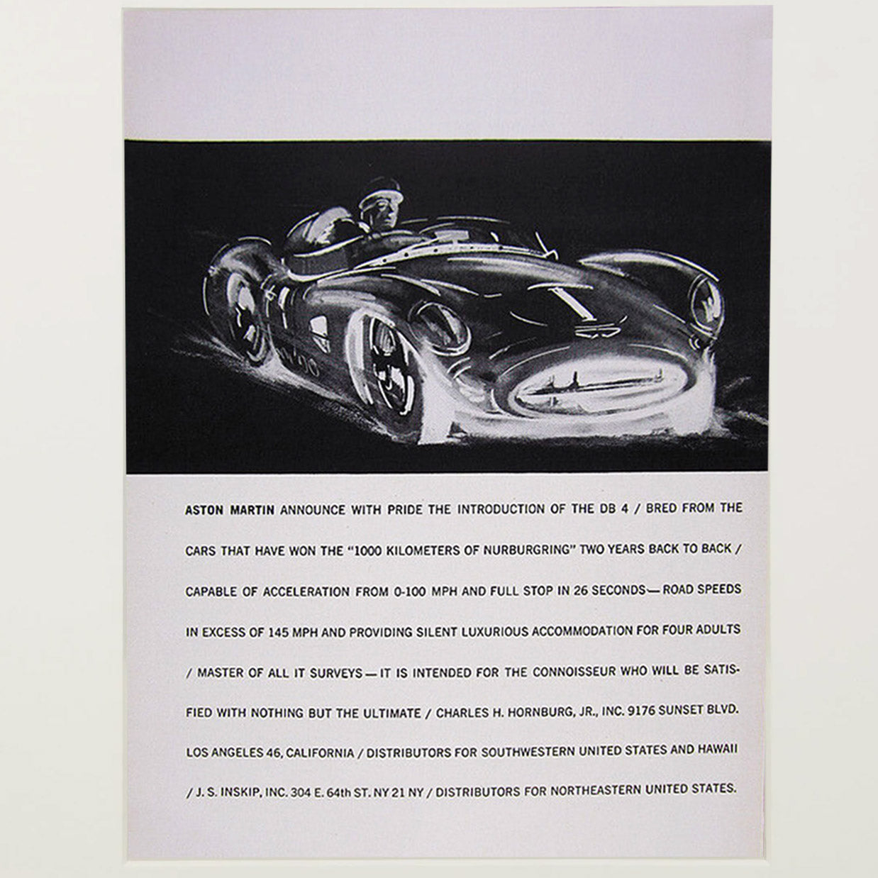 Framed 1954 Aston Martin DB4 Advertisement