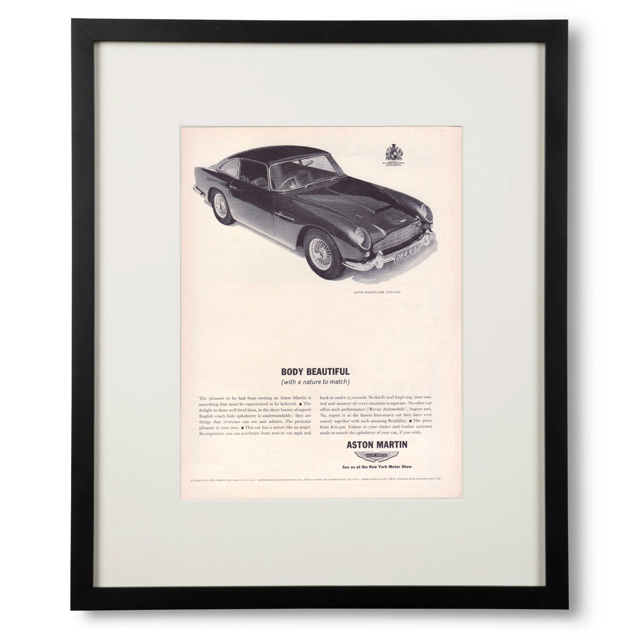 Framed Aston Martin DB4 Vantage Advertisement