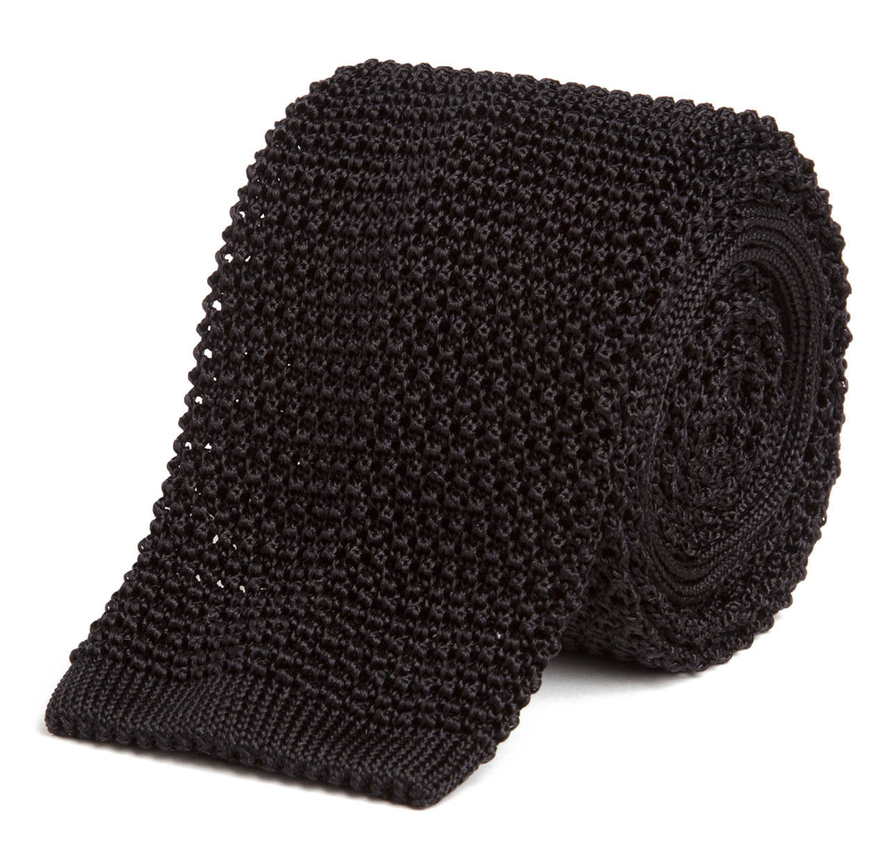 Classic Knit Silk Tie in Black