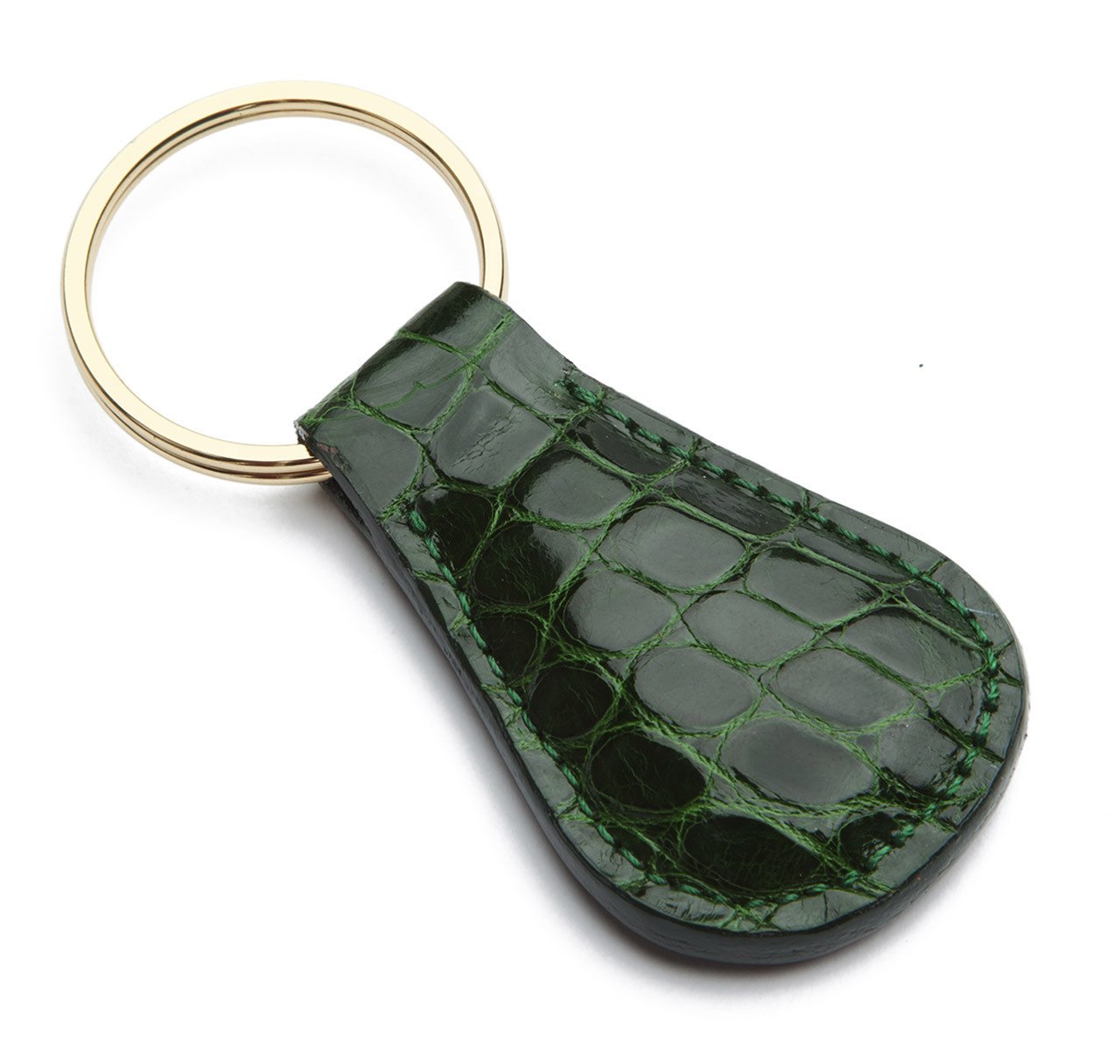 Glazed Forest Green Alligator Key Fob