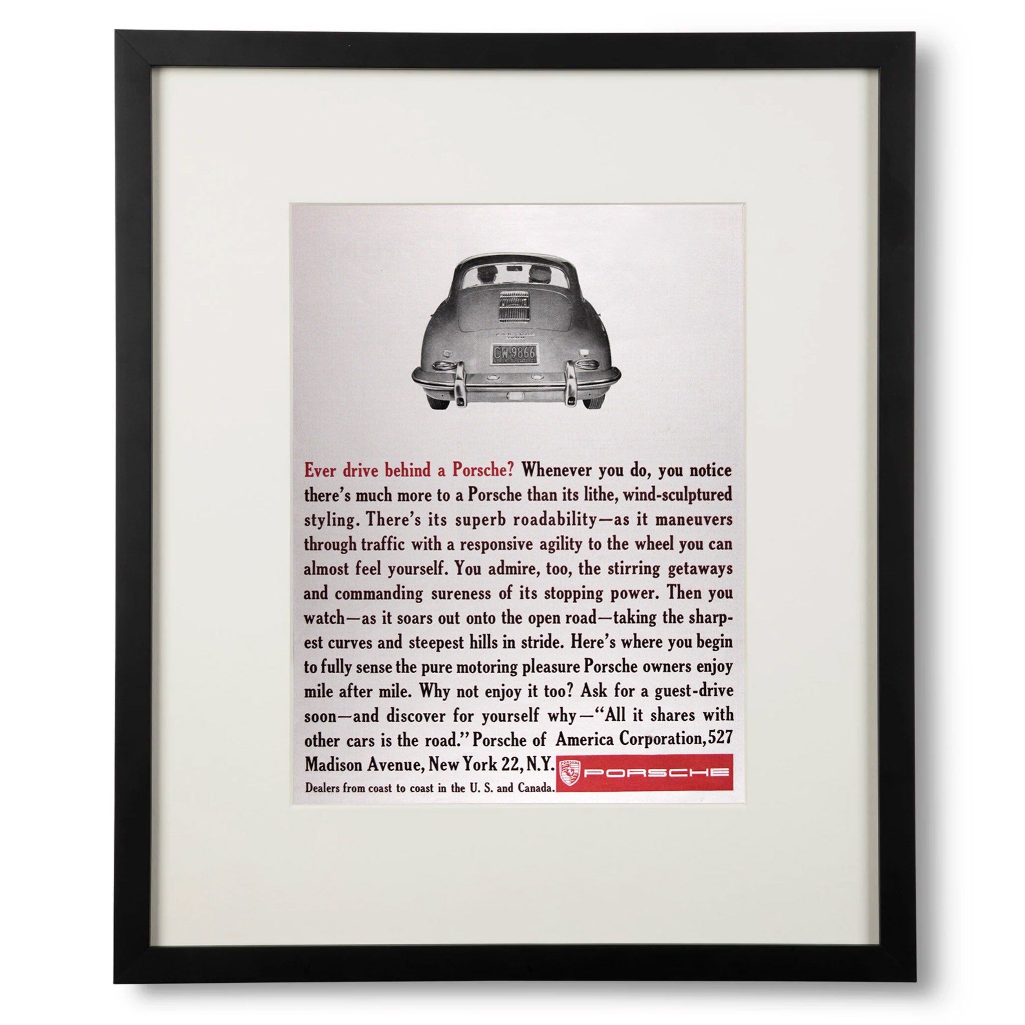 Framed Porsche 1961 356B Advertisement