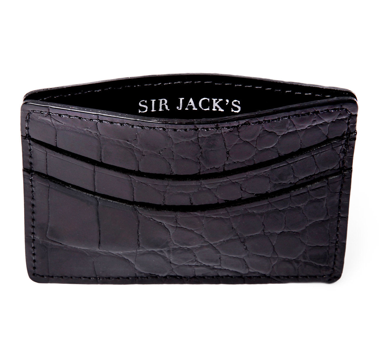 Glazed Black Alligator Card Holder