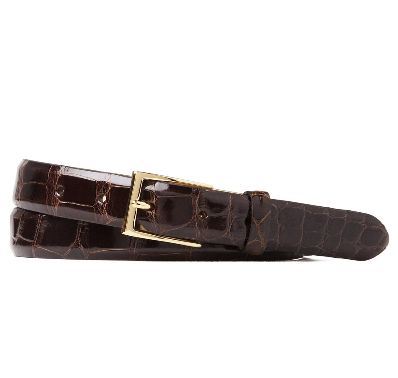 Sir Jack's Glazed Alligator Belt in Chocolate