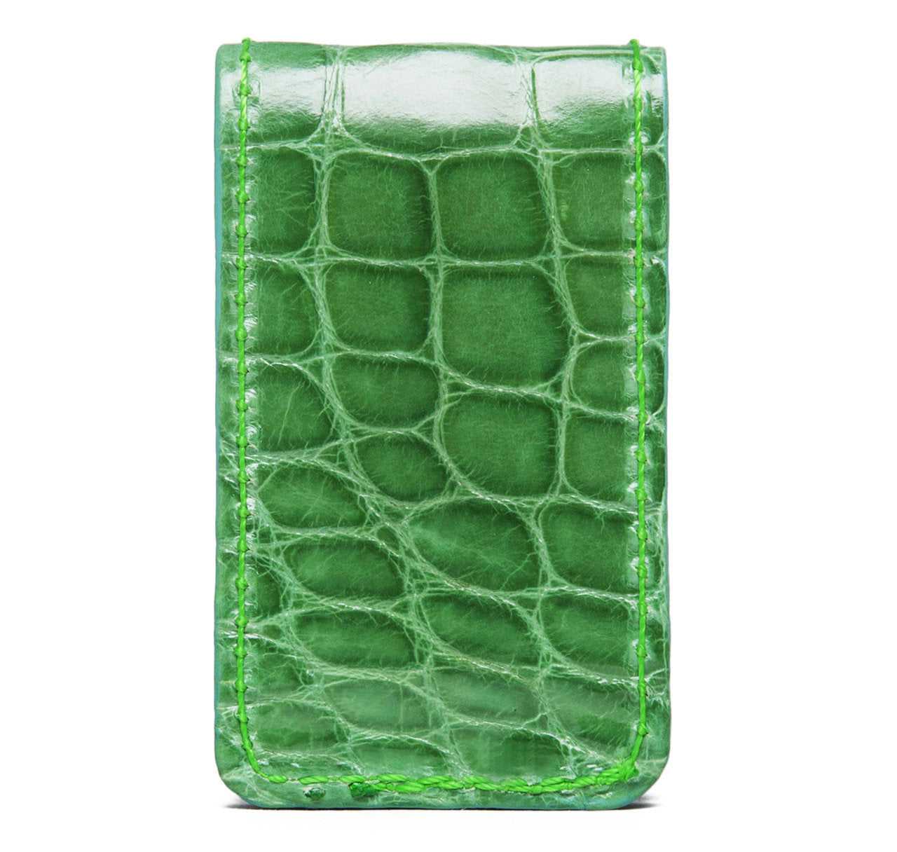 Glazed Alligator Money Clip in Lime