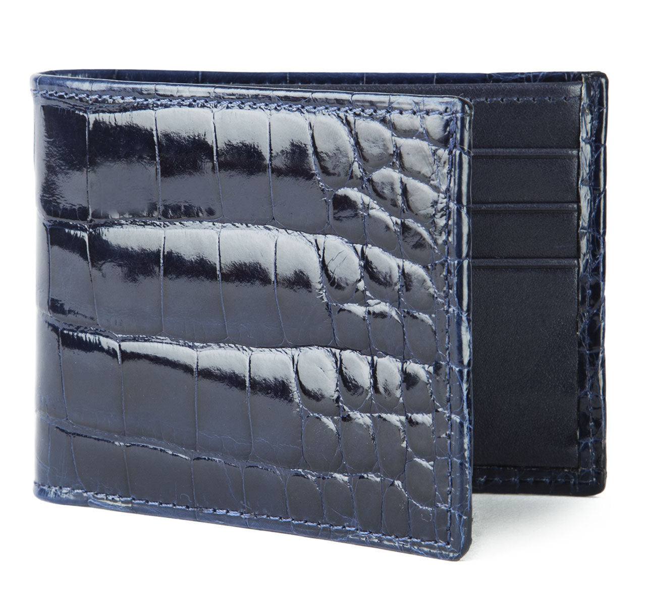 Navy Alligator Bifold Wallet