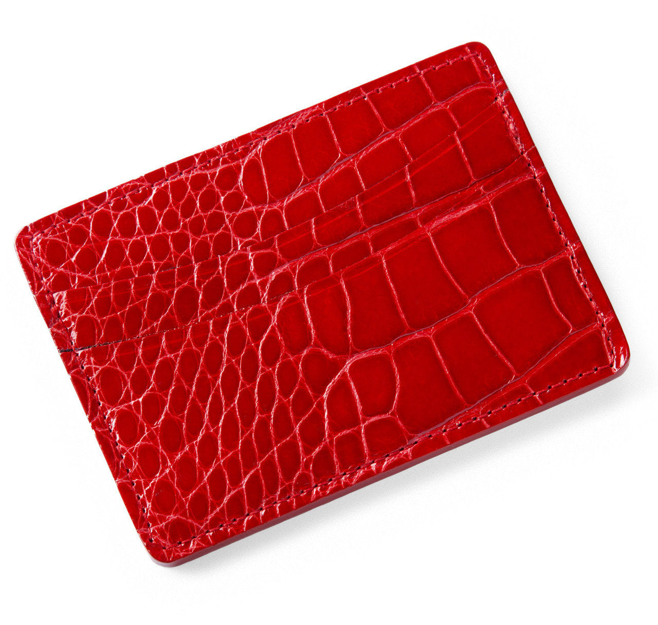 Glazed Red Alligator Card Holder