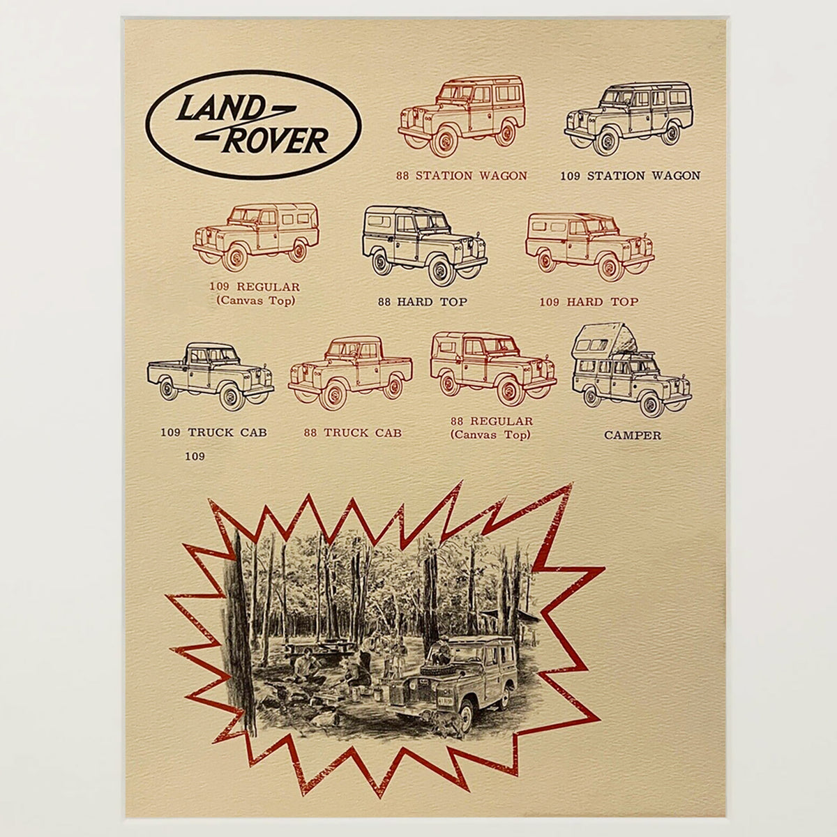 Framed 1960s Land Rover Series II Advertising Brochure
