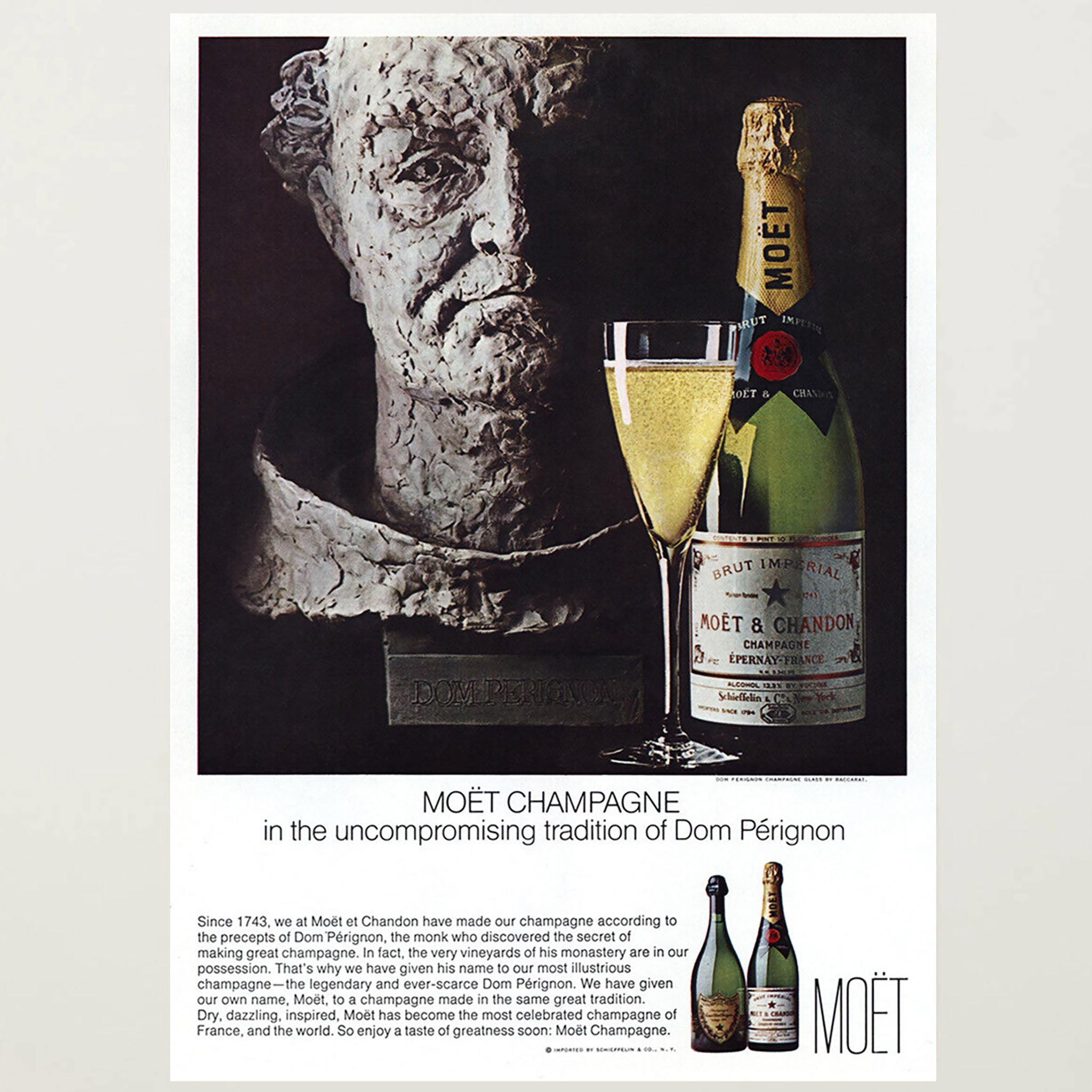 Framed Moët Champagne Dom Pérignon Advertisement