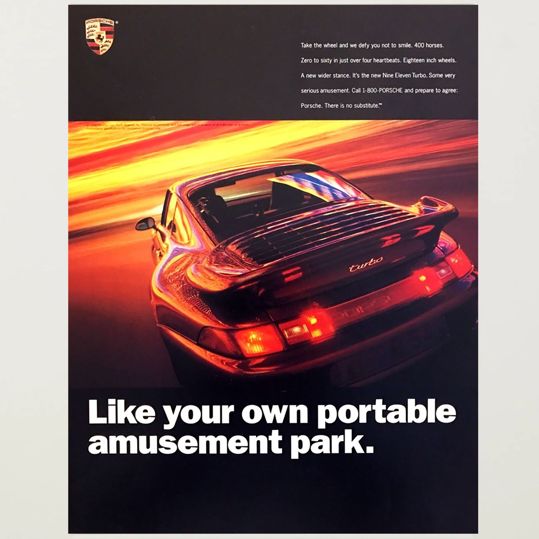 Framed Porsche Portable Amusement Park Advertisement