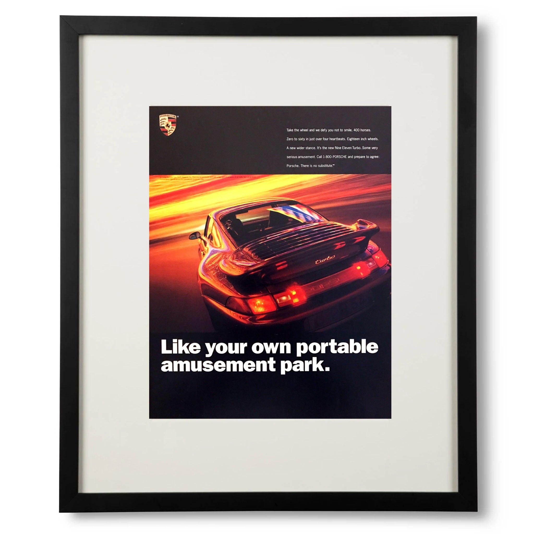 Framed Porsche Portable Amusement Park Advertisement