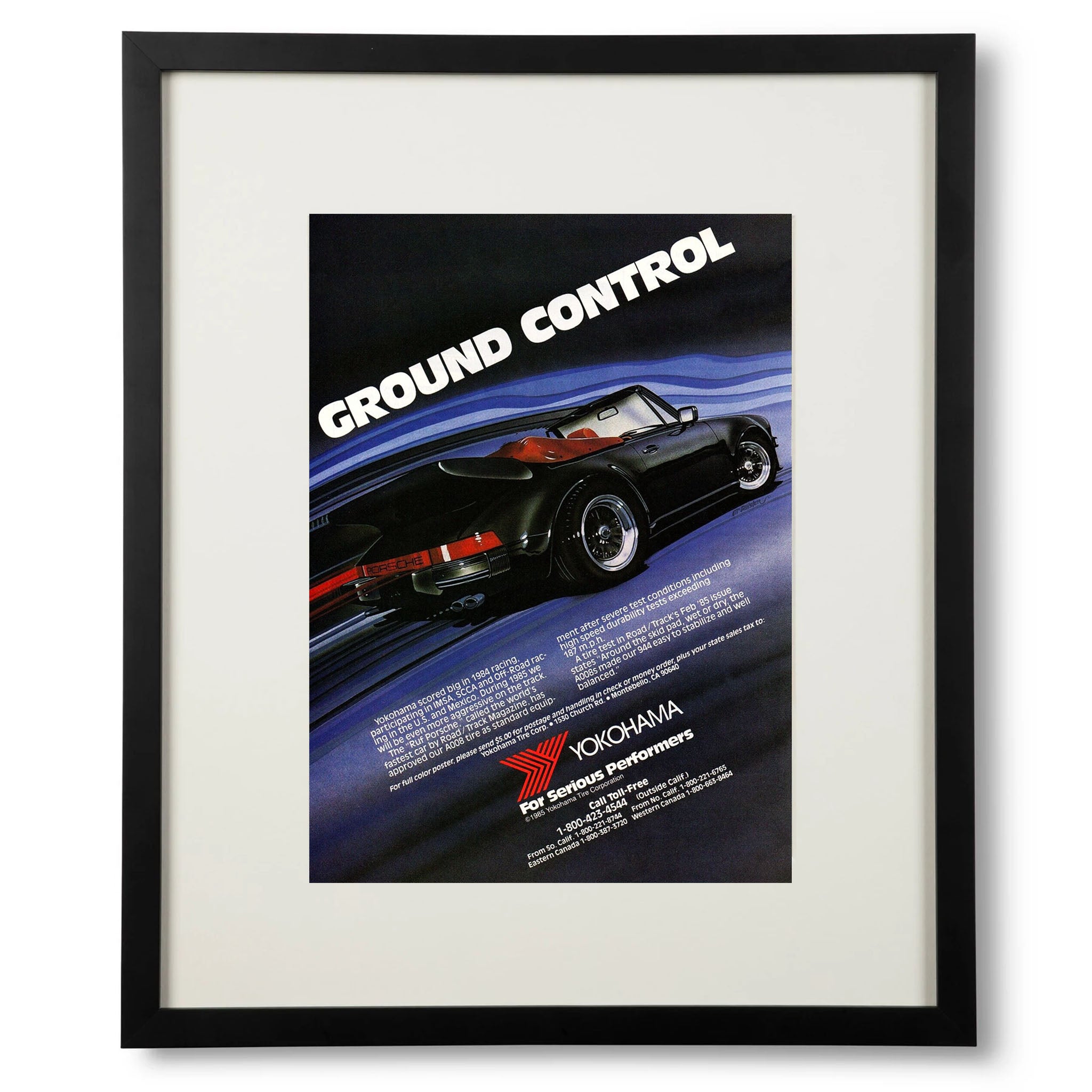 Framed Porsche Cabriolet Yokohama Ground Control Advertisement