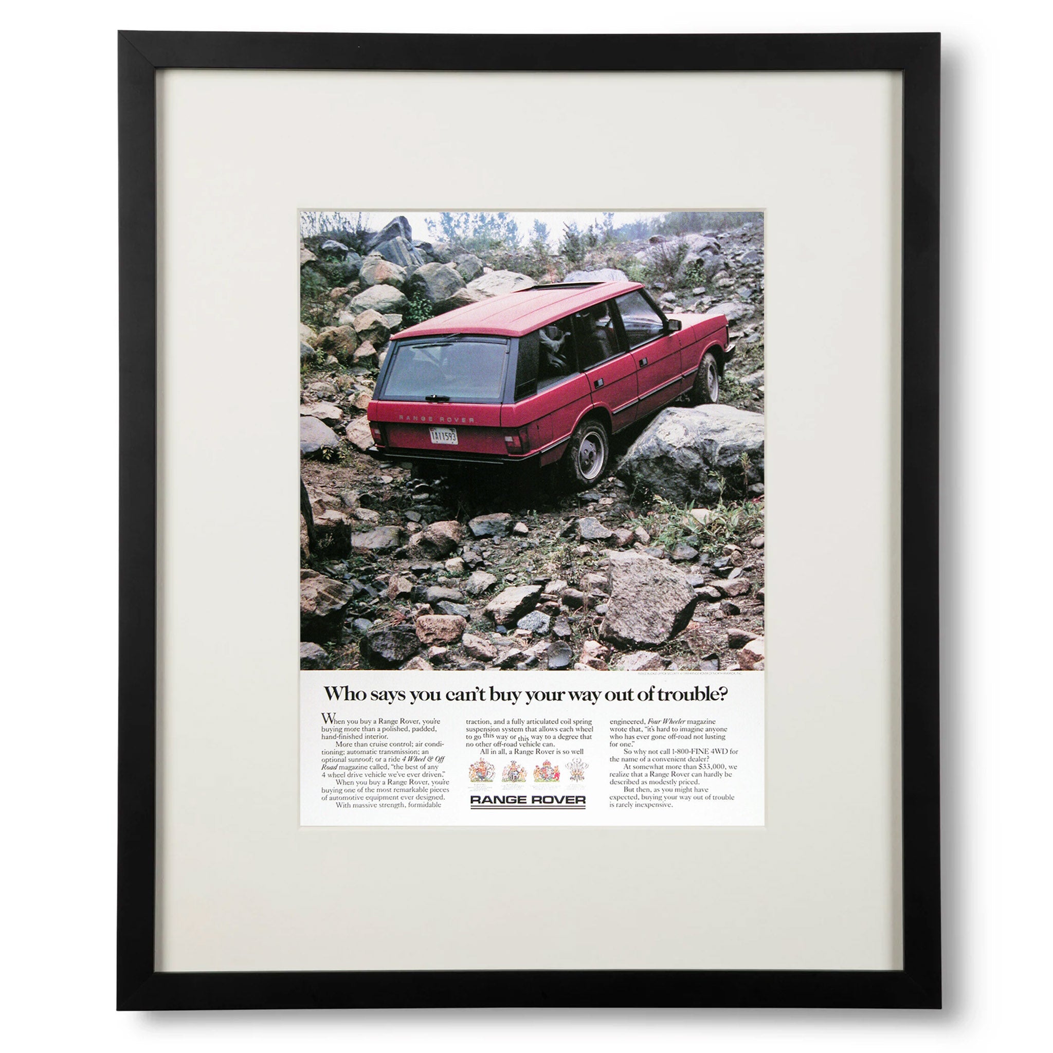 Framed Range Rover Buy Your Way Out of Trouble Advertisement