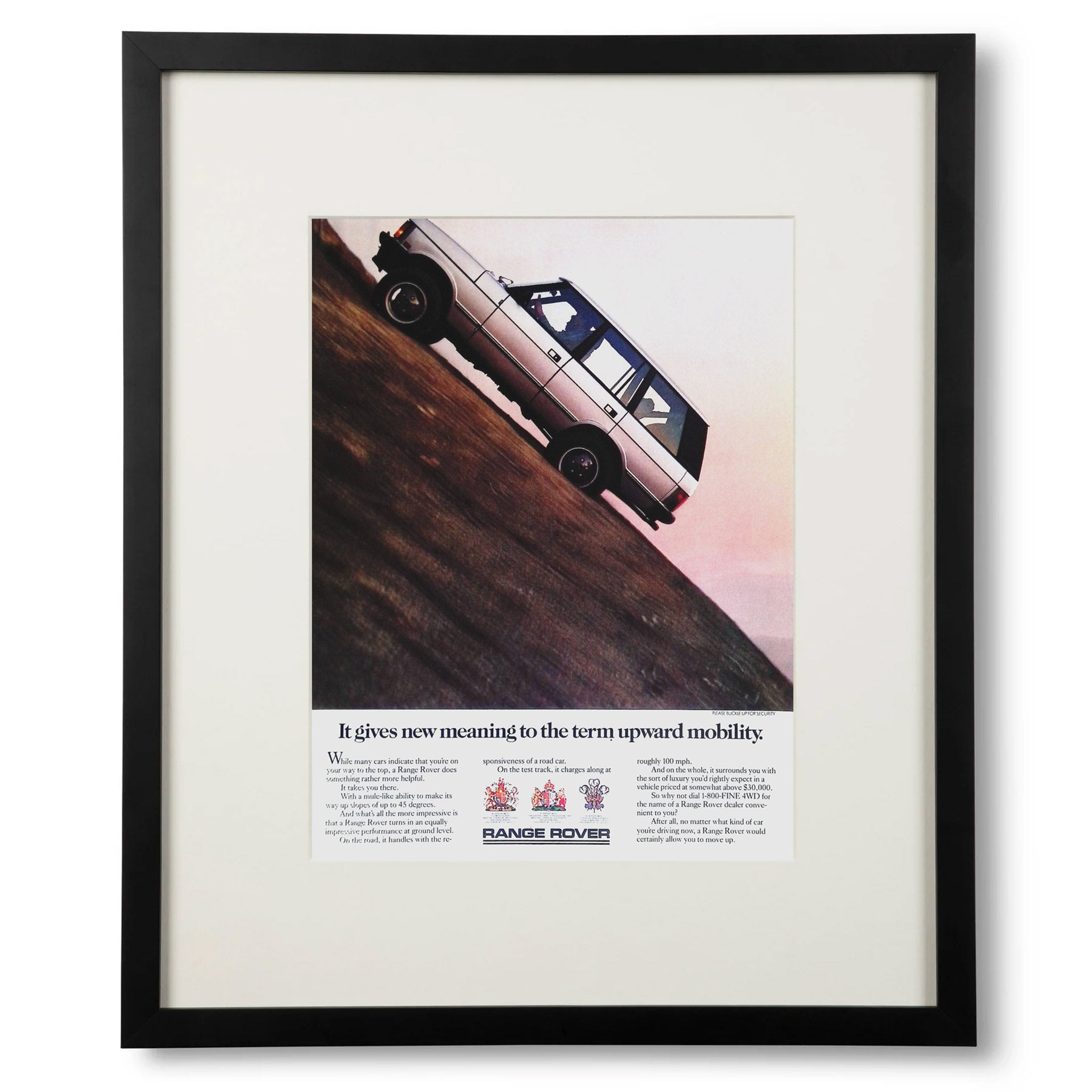 Framed Range Rover Upward Mobility Advertisement