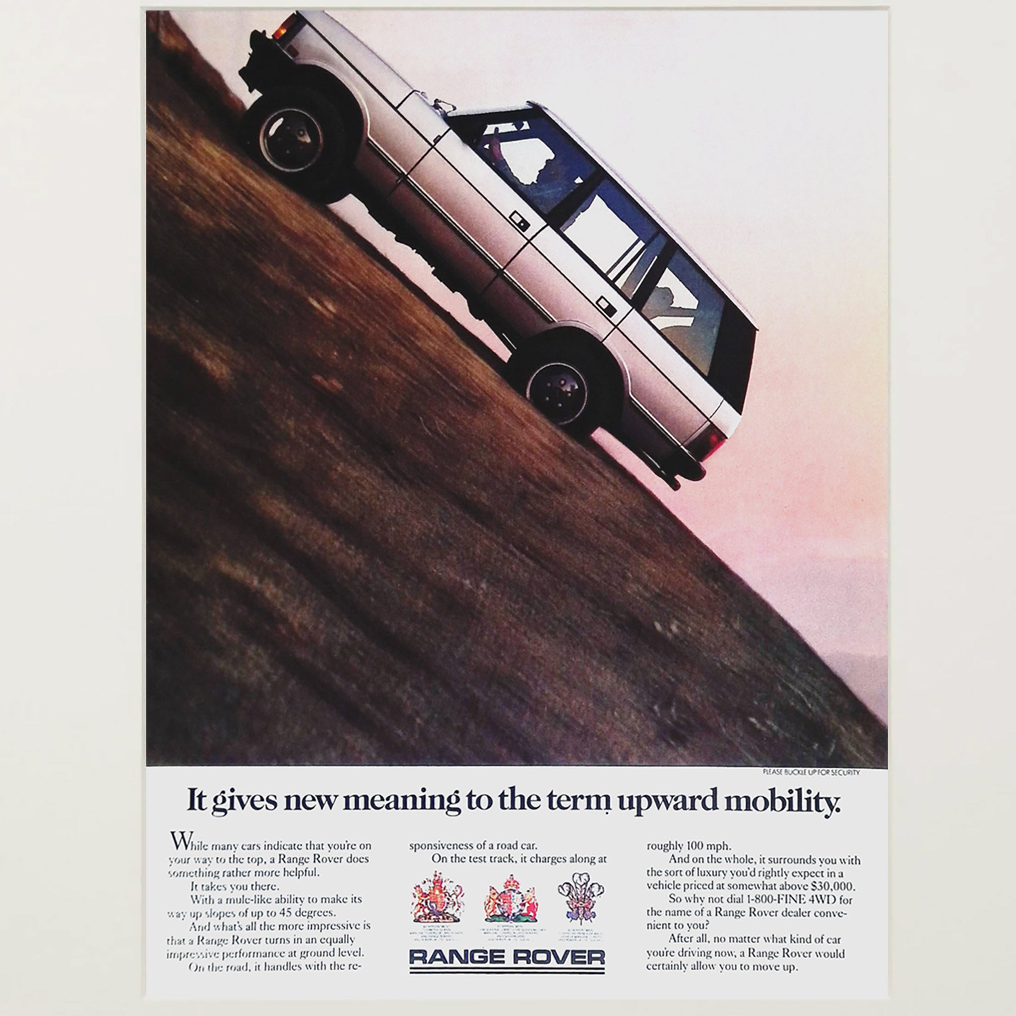 Framed Range Rover Upward Mobility Advertisement