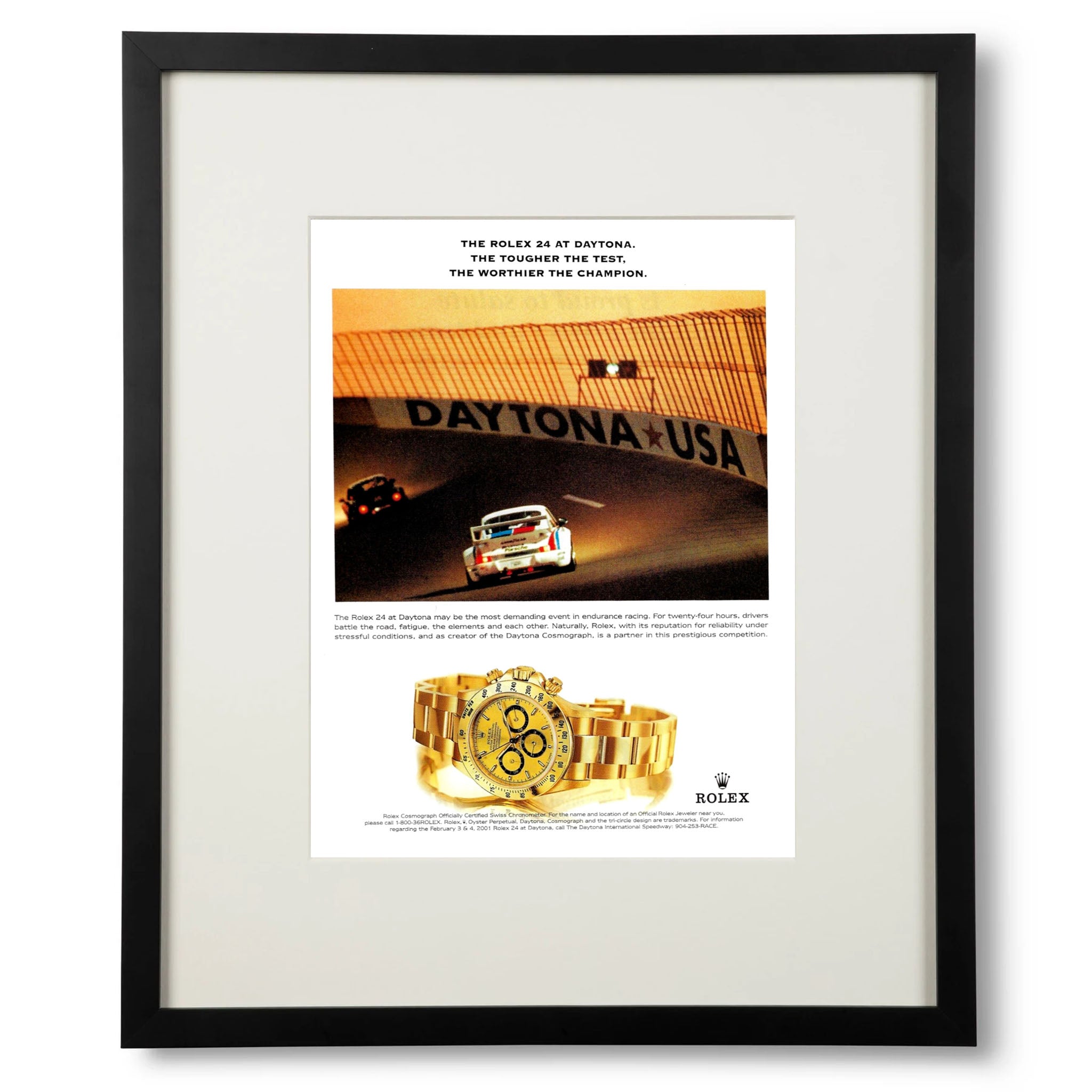 Framed Rolex Cosmograph Daytona Porsche Advertisement