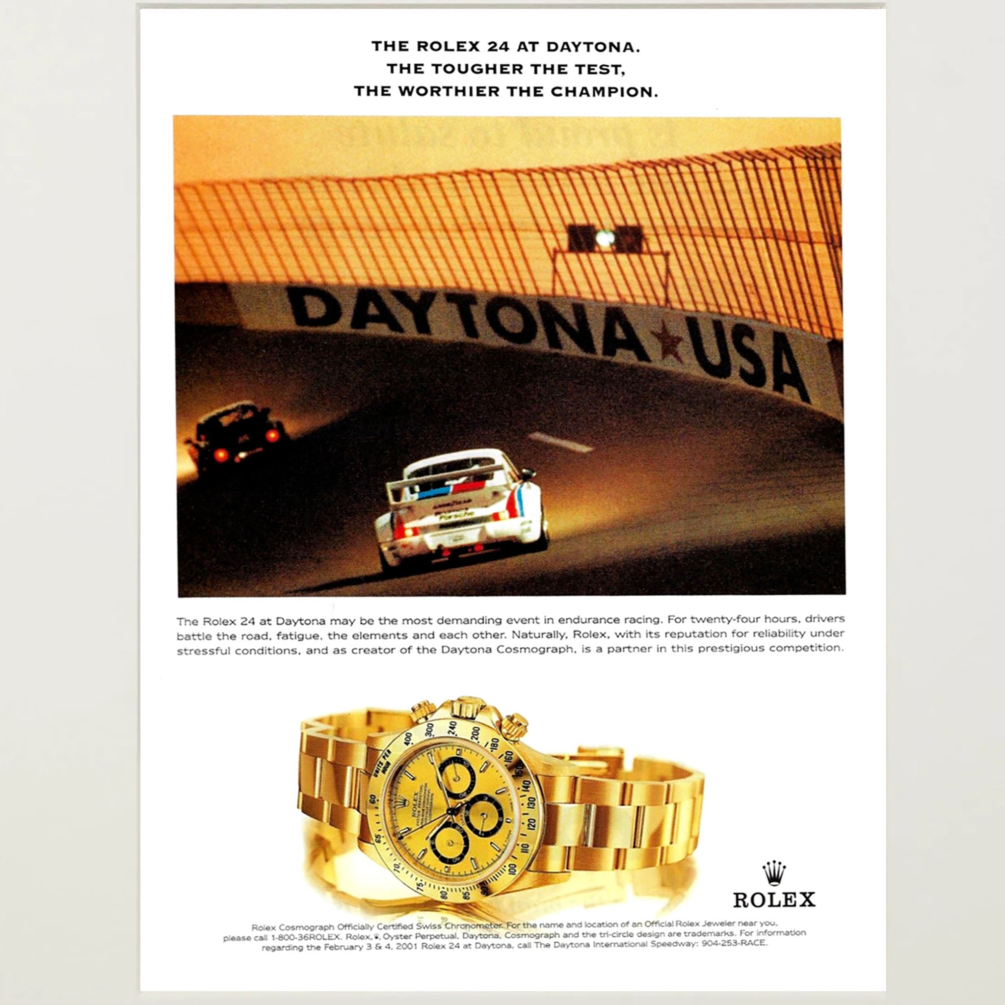 Framed Rolex Cosmograph Daytona Porsche Advertisement