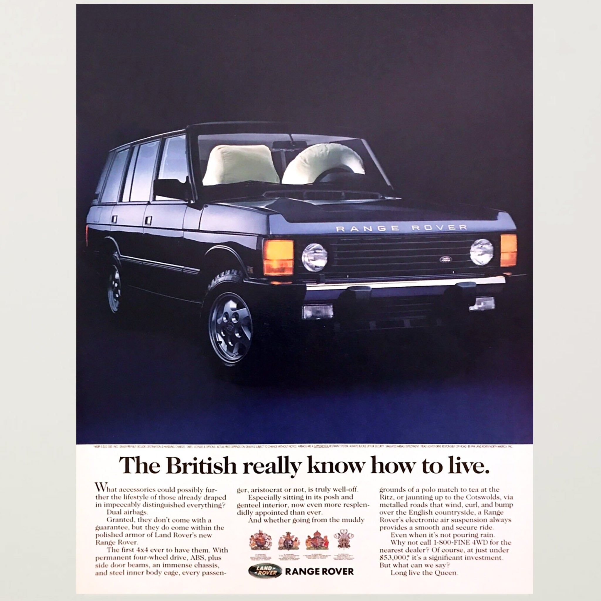 Framed Range Rover the British Know How to Live Advertisement