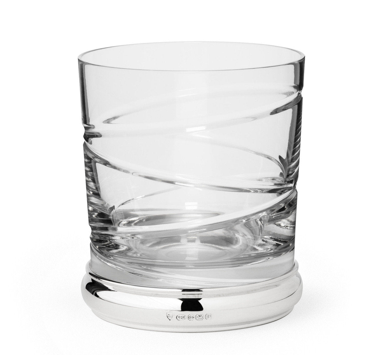 Sterling Silver & Crystal Cross Cut Whiskey Tumbler Set