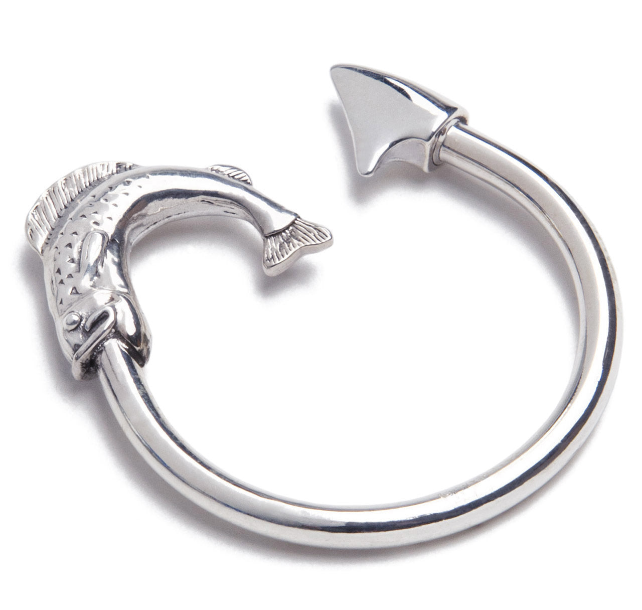 Sir Jack's Sterling Fish & Hook Key Ring