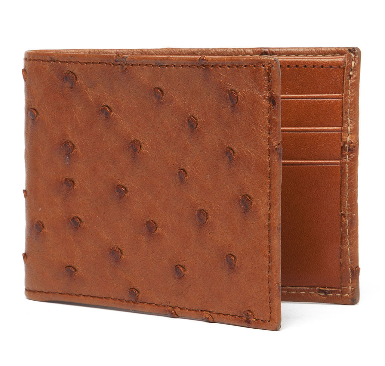 Tan Ostrich Bifold Wallet