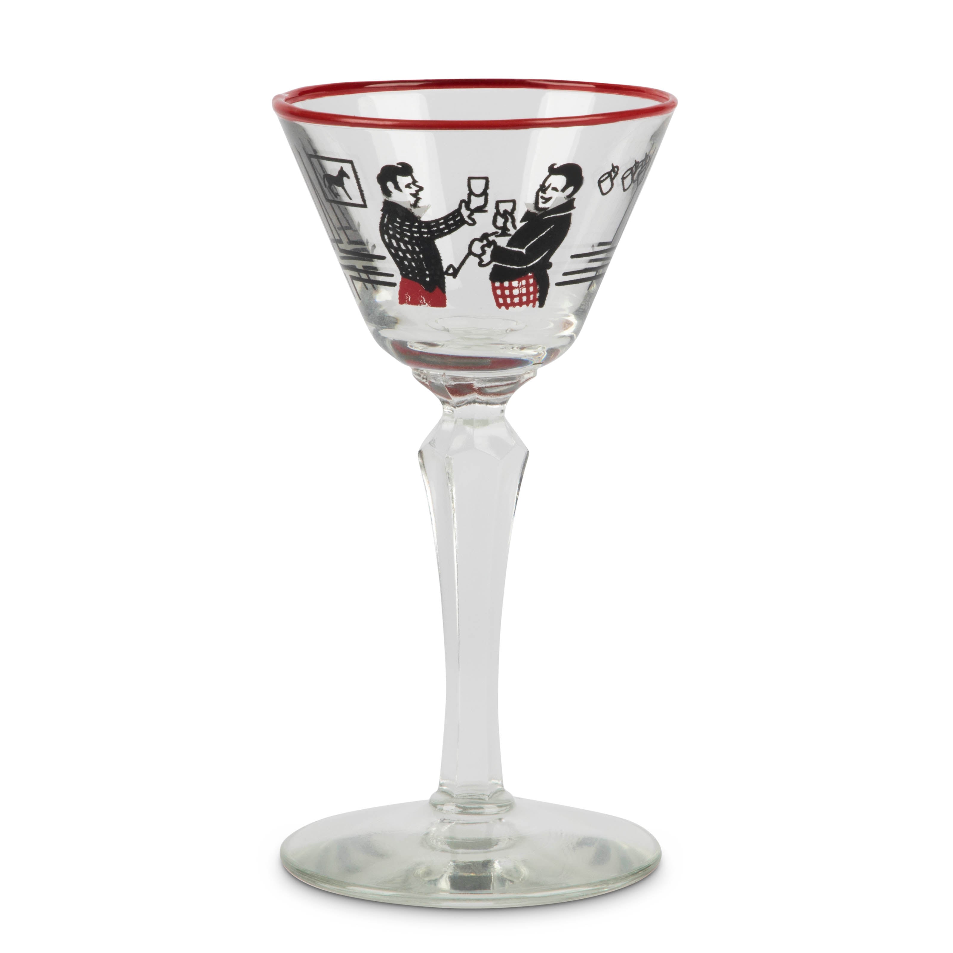 Vintage Painted Martini Cocktail Glass